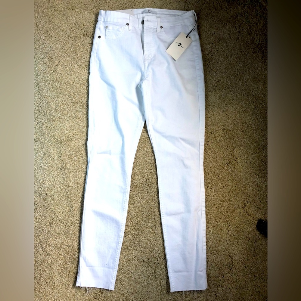 New 7 for all Mankind White high waist ankle skinny Jeans sz 27
